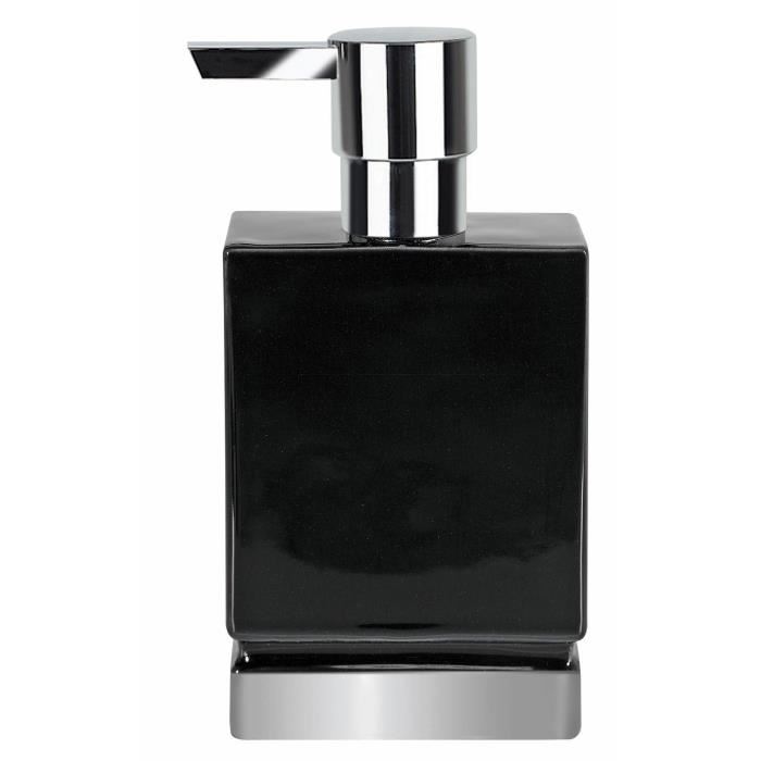 ROMA Distributeur de savon 17x9x45cm Noir Argent