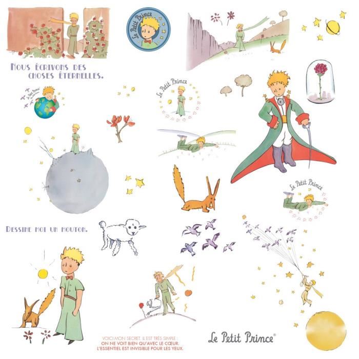Roommates Lot De 26 Stickers Le Petit Prince Repositionnables 4 Feuilles De 10,1 X 44,1 Cm
