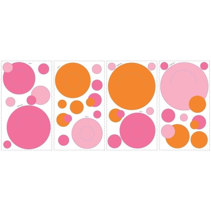 Stickers CADRES POIS ORANGE & ROSE Roommates Repositionnables (31 stickers)