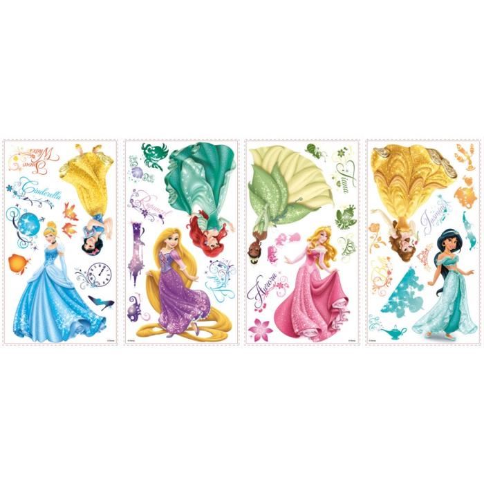 Roommates Lot De 37 Stickers Disney Princesses Royales Repositionnables 4 Feuilles De 10,1cm X 44,1cm