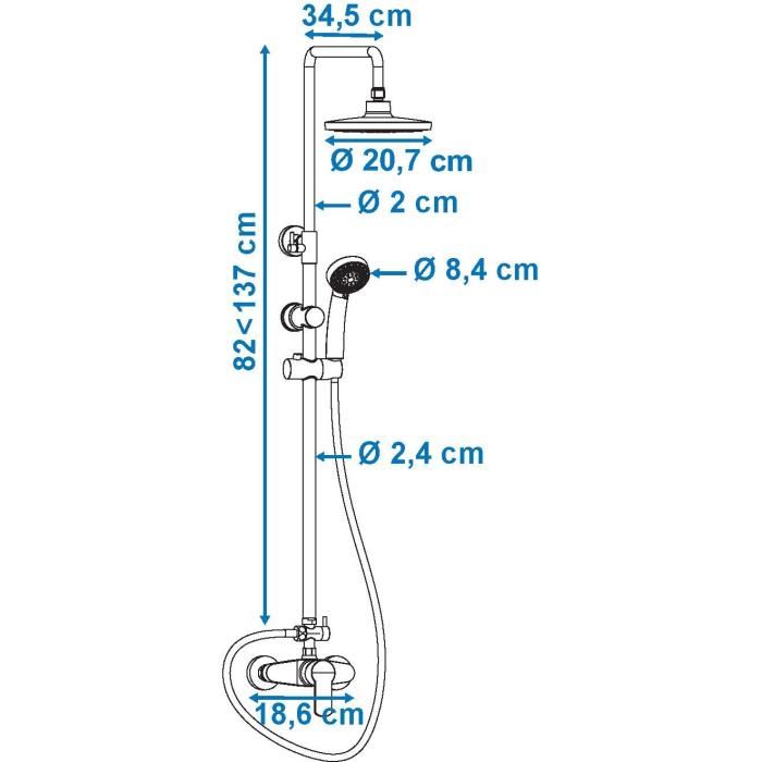 ROUSSEAU Colonne de douche avec robinet mitigeur mecanique Shenti chrome