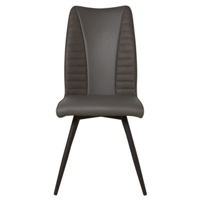 ROUVENE Lot de 2 chaises de salle a manger en simili et tissu gris Contemporain L 45 x P 43 cm