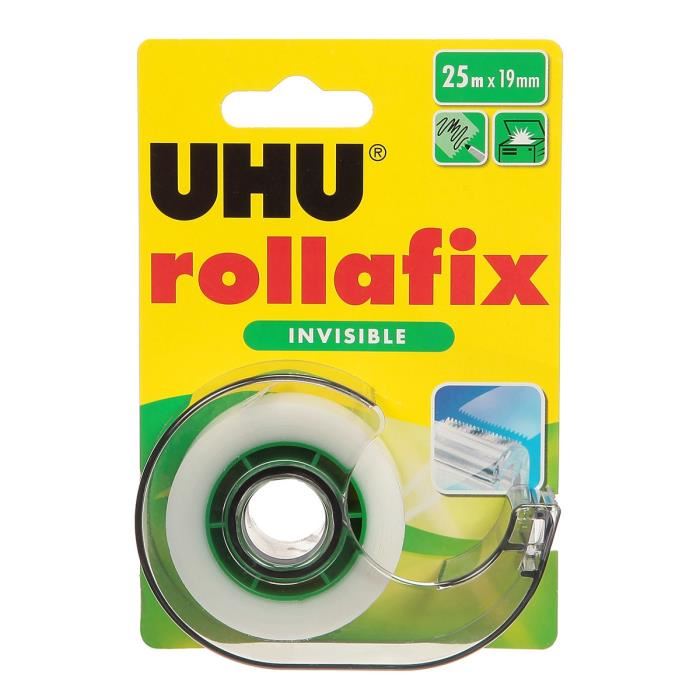 Uhu Rollafix, Adhesif, Devidoir Avec Recharge, 25 M X 19 Mm, Invisible 