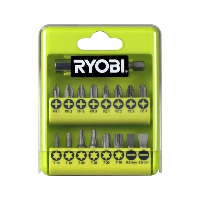 RYOBI Boite cristal 17 accessoires de vissage