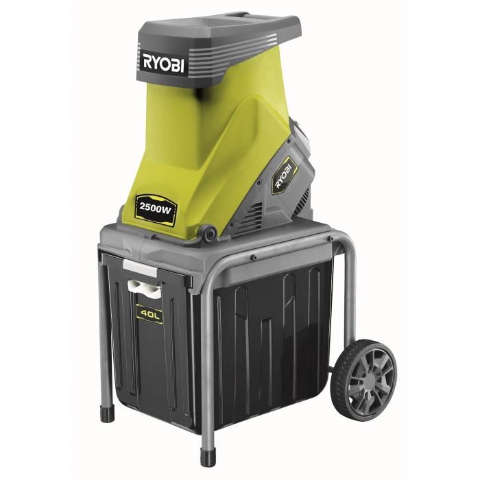 Ryobi Broyeur De Vegetaux 2500 W Plateau Porte Couteaux Capacite Broyage 45 Mm Ratio De Broyage 101 Bac 40 L Rsh2545b