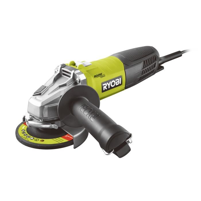 Ryobi Meuleuse Dangle 800 W Diam 125 Mm 12 000 Trmin Livree Avec 1 Disque Metal 125 Mm Et 1 Cle De Service Rag800 125g