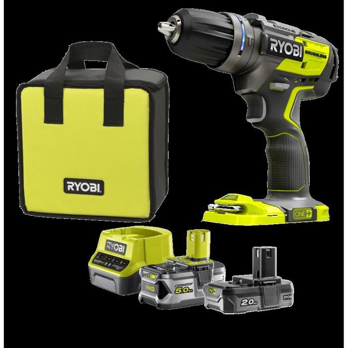 Perceuse Visseuse A Percussion Brushless Ryobi 18v One 2 Batteries Lithiumplus 5ah 2ah Chargeur Rapide 20ah R18pdbl 252s