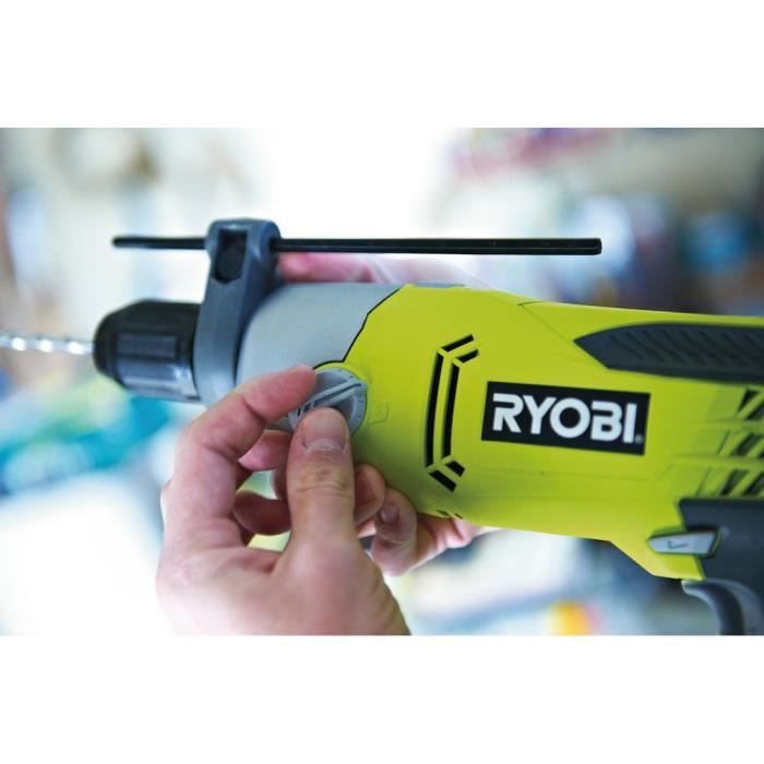 Ryobi Perceuse A Percussion 1 010 W 1 200 3 000 Cpmin 2 Vitesses Mandrin 13 Mm Metal Led Livree En Coffret Rpd1010 K