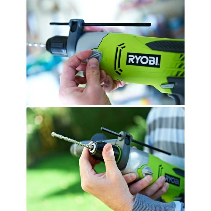 Ryobi Perceuse A Percussion 1 200 W 1 200 3 000 Cpmin 2 Vitesses Mandrin 13 Mm Metal Led Livree En Coffret Rpd1200 K