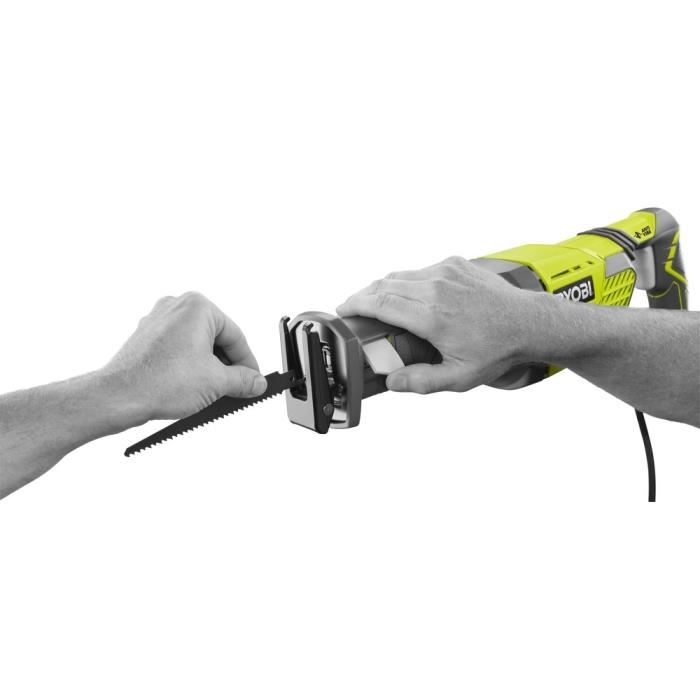 Ryobi Scie Sabre 1 200 W 3 000 Cpmin 200 Mm Bois Poignee Anti Vibration Coffret 3 Lames Cle Hexagonale Rrs1200 K