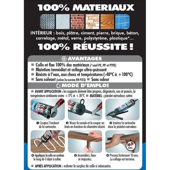 Sader Colle Fsp 100% Materiaux - Cartouche 290 Ml