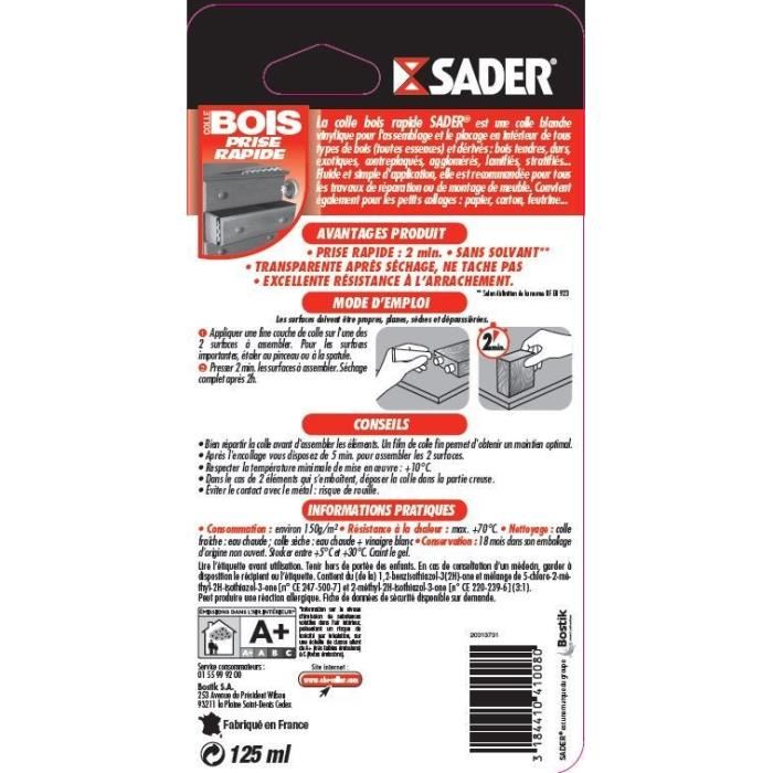 Sader Colle Bois Rapide 125 Ml