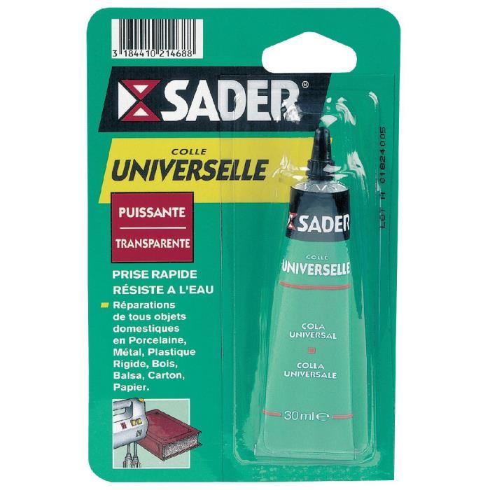 SADER Tube colle universelle tout supports Transparen 30 ml