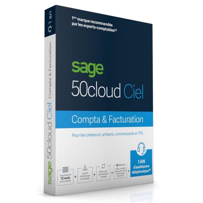 Sage 50 Cloud Ciel Facturation   Abonnement 12 Mois  (1 An D'assistance )