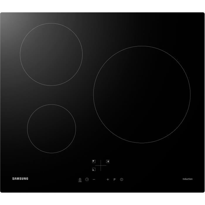 Plaque De Cuisson Induction Samsung 3 Zones L59 X P57 Cm Nz63m3nm1bbur 7200 W Revetement Verre Noir