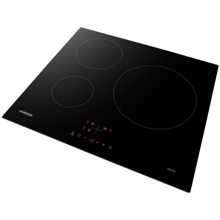 Plaque De Cuisson Induction Samsung 3 Zones L59 X P57 Cm Nz63m3nm1bbur 7200 W Revetement Verre Noir