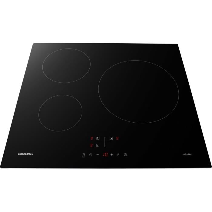 Plaque De Cuisson Induction Samsung 3 Zones L59 X P57 Cm Nz63m3nm1bbur 7200 W Revetement Verre Noir