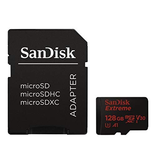 Carte Memoire Microsdxc - Sandisk - Extreme 128 Go - Jusqua 100 Mo/s - Classe 10 U3 V30 A1 - Avec Adaptateur Sd
