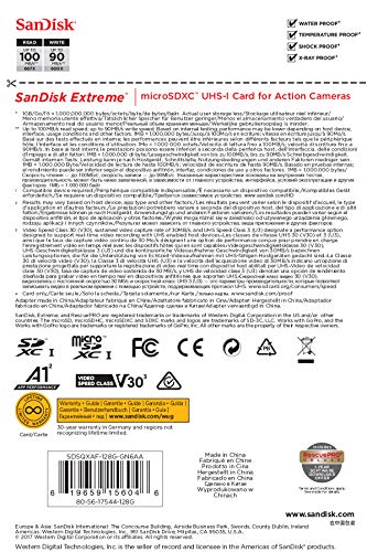 Carte Memoire Microsdxc - Sandisk - Extreme 128 Go - Jusqua 100 Mo/s - Classe 10 U3 V30 A1 - Avec Adaptateur Sd