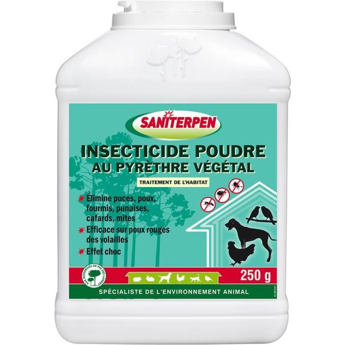 Saniterpen Insecticide Pdr Pyrethre - Pour L'habitat Et L'environnement De L'animal - 250 G
