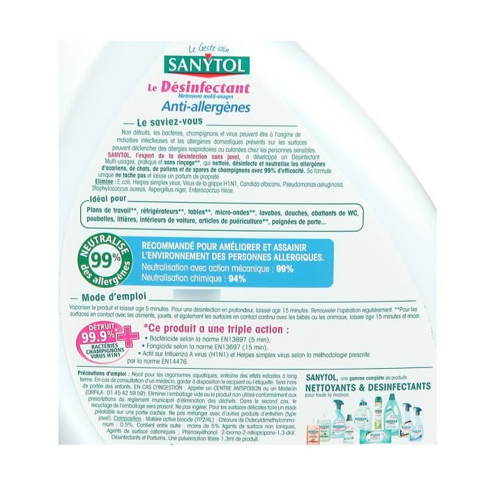 SANYTOL Desinfectant multi-usages - Utilisation universel - 500 ml