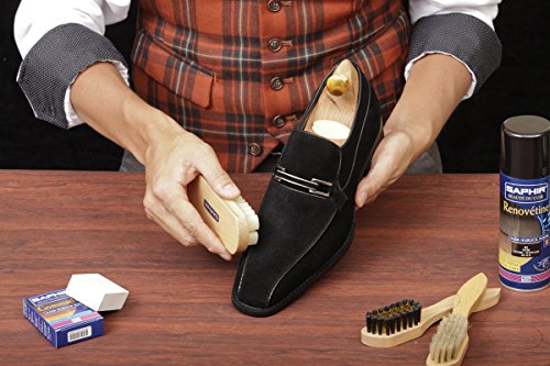 Brosse Crepe Pour Daim Et Nubuck - Saphir - 100% Crepe Naturel - Hetre Verni - Redresse Le Poil - Debarrasse La Poussiere