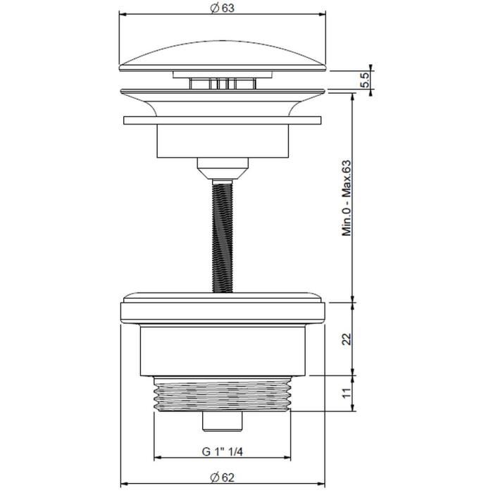 Sarodis Bonde Universelle Clic-clac En Abs Avec Clapet Ø6,3cm