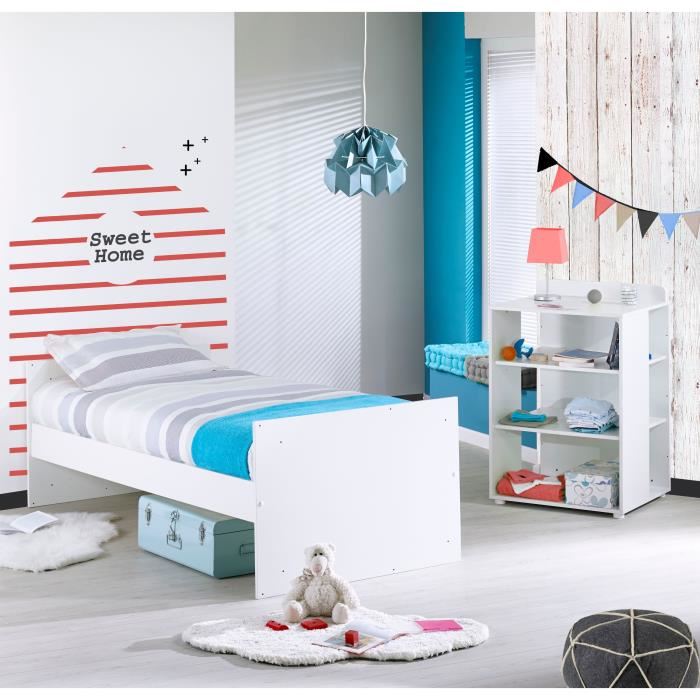 Sauthon Eloi Lit Combine 3 En 1 Evolutif 60 X 120 En 90x190 Cm Blanc