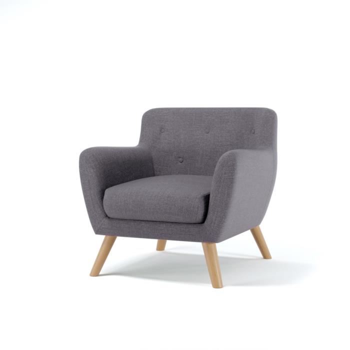 SCANDI Fauteuil scandinave en tissu chine Gris anthracite L 79 x P 82 cm