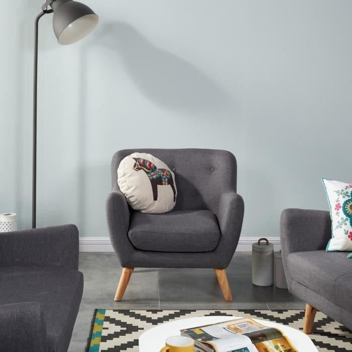 Scandi Fauteuil Scandinave En Tissu Chine - Gris Anthracite - L 79 X P 82 Cm