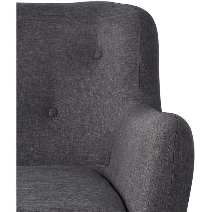 Scandi Fauteuil Scandinave En Tissu Chine - Gris Anthracite - L 79 X P 82 Cm