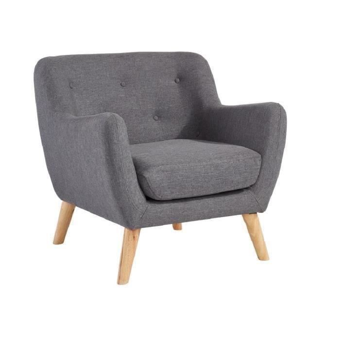 Scandi Fauteuil Scandinave En Tissu Chine - Gris Anthracite - L 79 X P 82 Cm