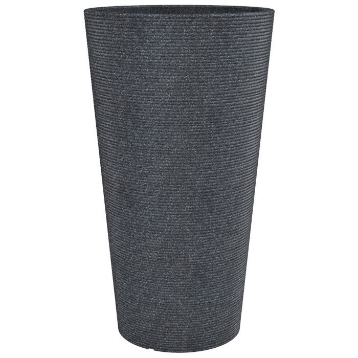 Scheurich Pot A Fleurs Avec (noir Granit, Ø 39 Cm, Hauteur 70 Cm) Noir Granit