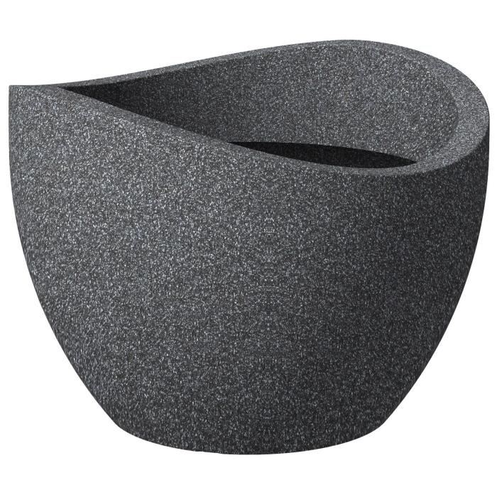 Scheurich Pot A Plantation Wave Globe (granit Noir, Ø 40 Cm, Hauteur 30 Cm)