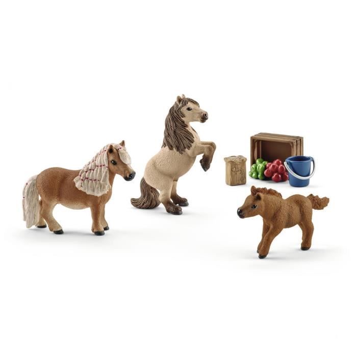 Figurine Schleich - Famille De Mini-shetlands - Modele De Poney Miniature - 8 Pieces