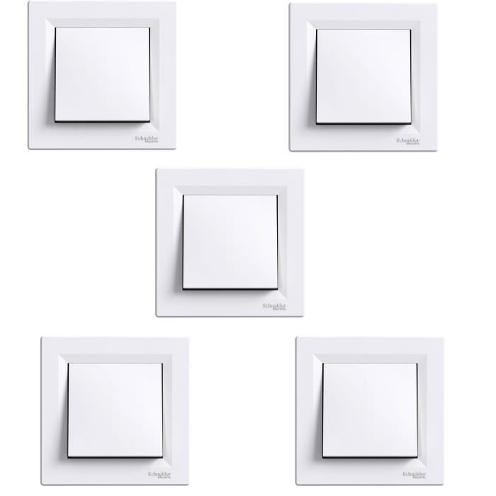 Interrupteur Va-et-vient - Schneider Electric - Asfora - Lot De 5 - Blanc - Plastique - Interieur
