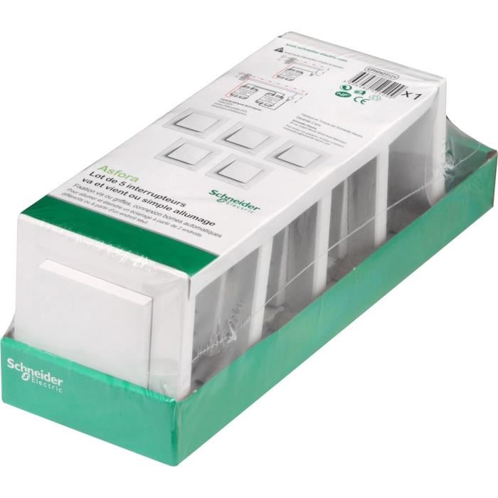 Interrupteur Va-et-vient - Schneider Electric - Asfora - Lot De 5 - Blanc - Plastique - Interieur