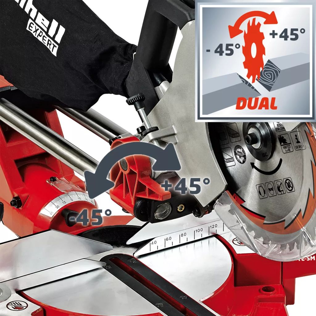 Scie A Onglet Radiale Einhell Te Sm 2534 Dual 1800 W O 250 Mm Capacite De Coupe 310x90 Mm Rouge