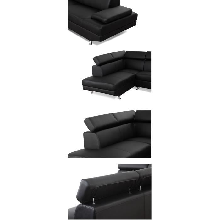 Scoop Canape Dangle Gauche 4 Places Simili Noir Contemporain L 259 X P 182 Cm