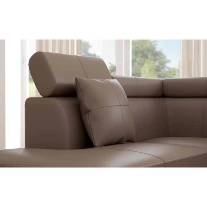 Scoop Canape Dangle Gauche 4 Places Simili Taupe Contemporain L 259 X P 182 Cm