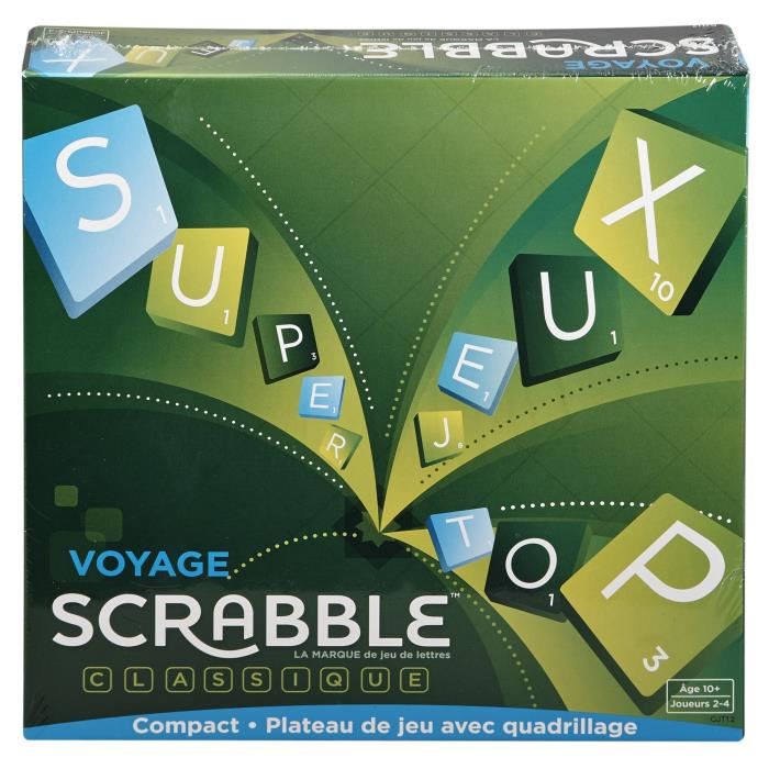 Mattel Games - Scrabble Voyage - Jeu De Societe Et De Lettres - 2 A 4 Joueurs - Des 10 Ans