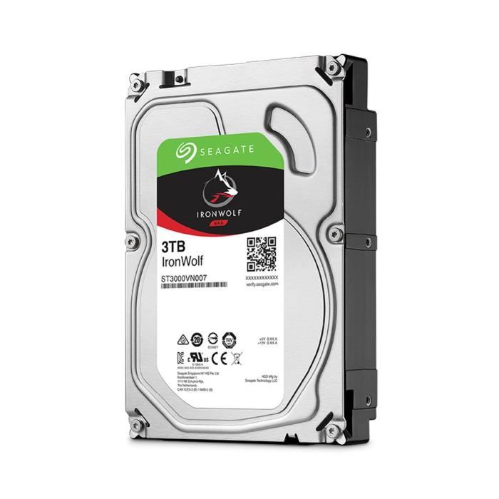Seagate - Disque Dur Interne - Nas Ironwolf - 3to - 5900 Tr/min - 3.5