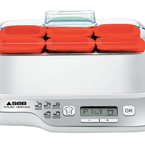 Seb - Yaourtiere - 600w - 6 Pots - Multi Delices Express Compact - Blanc/rouge -  Yg660100