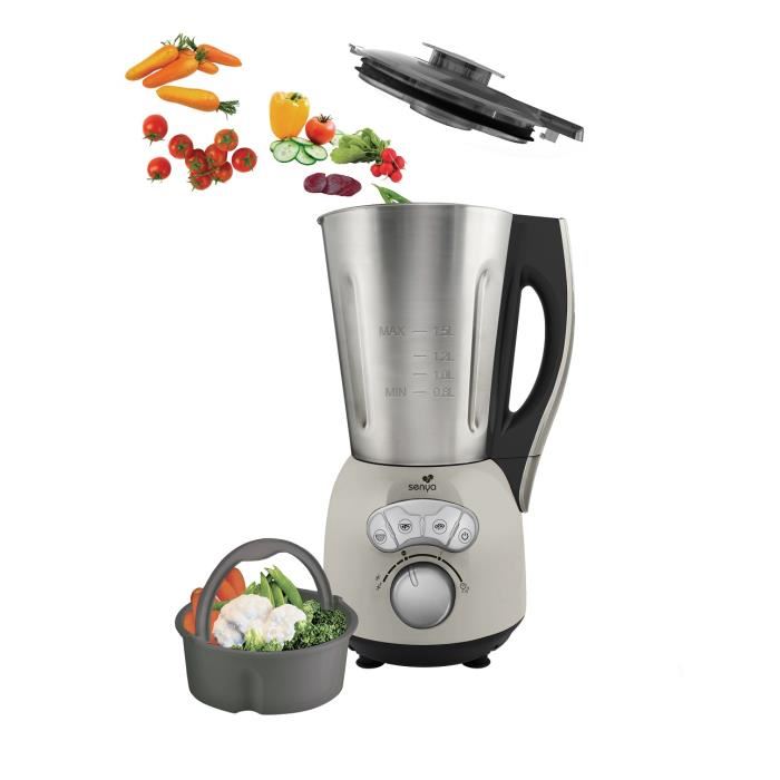 Blender Chauffant Mixeur Et Cuiseur 15l Inox Et Creme 1400w Cook Ice V3