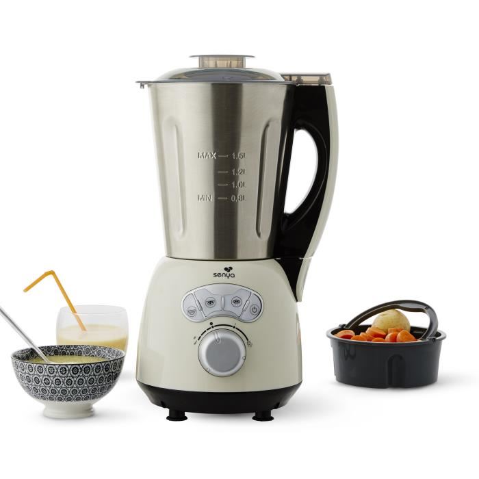 Blender Chauffant Mixeur Et Cuiseur 15l Inox Et Creme 1400w Cook Ice V3
