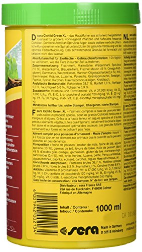Aliment Sera Cichlid Green Xl 1l Vegetal Spiruline Herbivores
