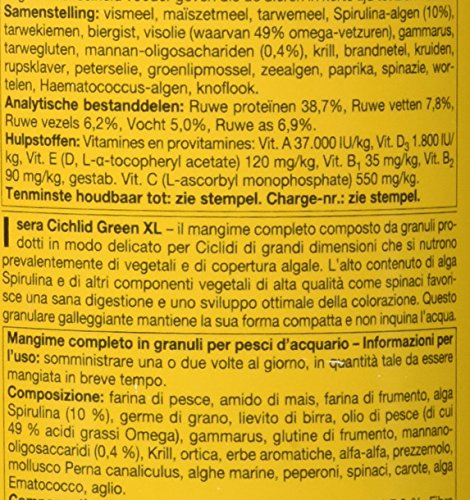 Aliment Sera Cichlid Green Xl 1l Vegetal Spiruline Herbivores