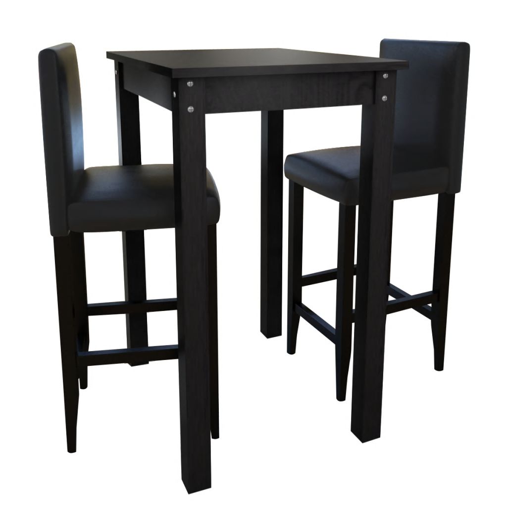 Vidaxl Set De 1 Table De Bar 2 Tabourets Noir Bistrot Cuisine Salle A Manger 160726