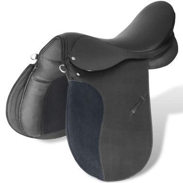 Set De Selle Equitation 16 En Cuir Veritable 14 Cm 5 En 1 Noir