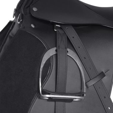 Set De Selle Equitation 16 En Cuir Veritable 14 Cm 5 En 1 Noir
